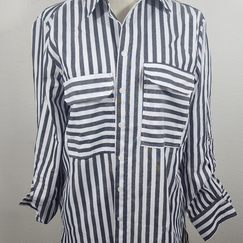 Black and white button up